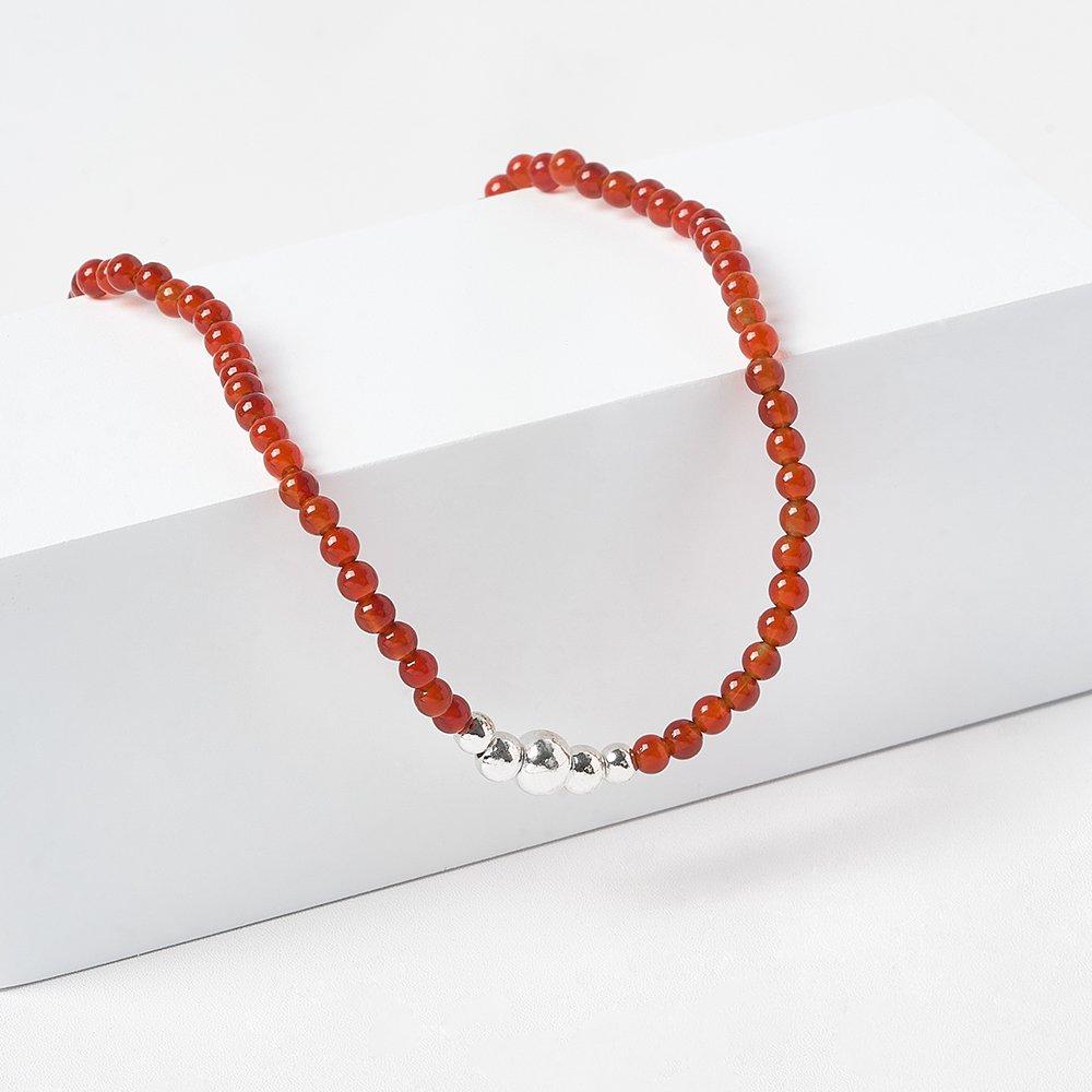 Silver925 Red Ball Onyx Gemstone Bracelet