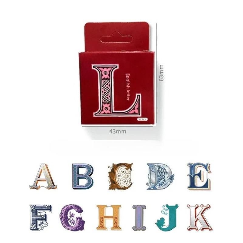 52pcs Vintage Letters Mini Box Stickers Scrapbooking Junk Journal Creative Stationery Decorative Sealing Stickers