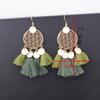 Women Stylish Hollow Out Dream Catcher Design Tassel Earrings