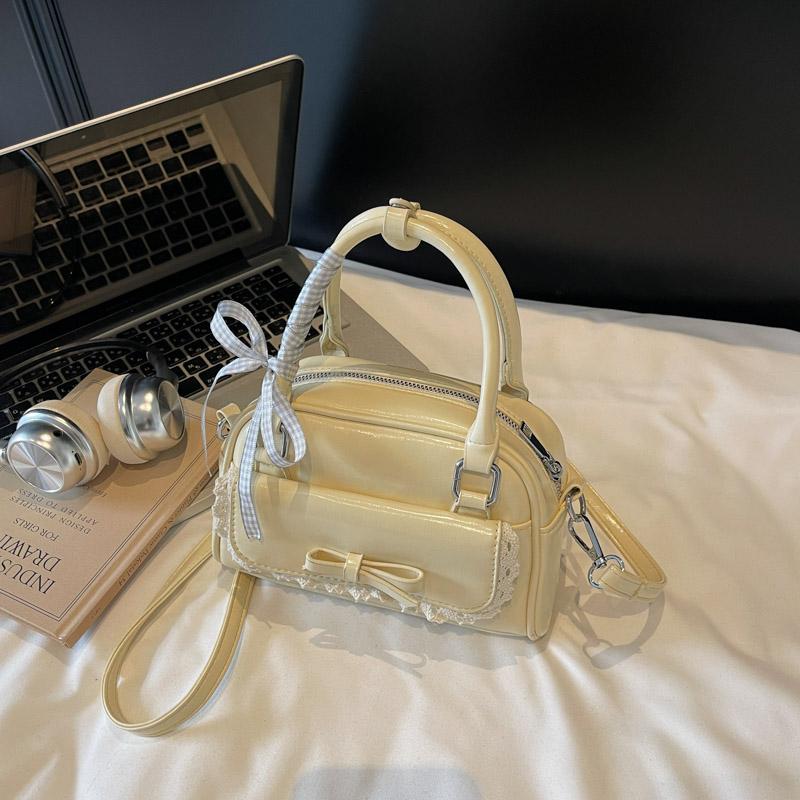 Vintage kabelka přes rameno - Dámská kabelka s mašlí, Korejský streetwear, Ležérní crossbody kabelka, Trendy cestovní taška,