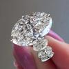 Huitan Sparkling Oval CZ Women Ring Simple Classic Style Wedding Charming Accessories for Lady Party Versatile Daily Jewelry