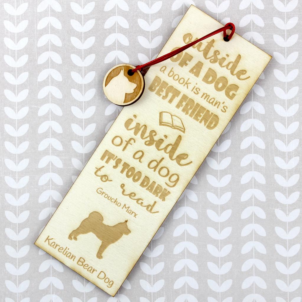 Karelian Bear Dog, Karjalankarhukoira - Dog Bookmark, Personalized Bookmark, Gift for Bookworm from Art-Dog Brand