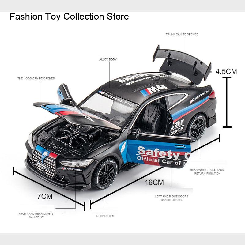 1/32 BWM-M4 Alloy Car Model High Simulation Diecasts Toy with Sound and Light Pull Back Vehicles Decoration Toys for Kids