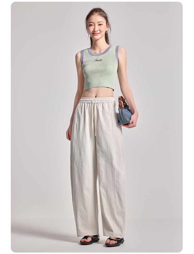 

2026 Spring/Summer Women s Curved Blade Wide-Leg Casual Nine-Point Pants - Fashionable, Versatile, Lightweight 2XL (62-72 kg)