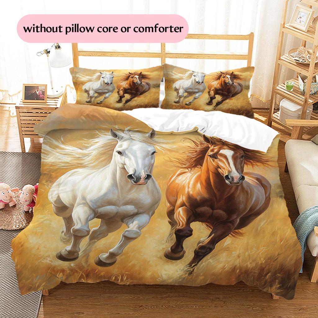 1PC Horse Bedding Quilt Set Quilt Cover Pillowcase Home Decoration Birthday Gift (1 * duvet cover + 15 * pillowcase, without core)