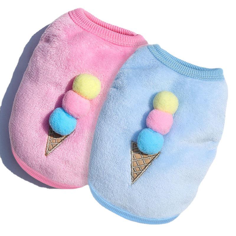 Cozy Cartoon Puppy Flannel Cat & Dog Vest - Warm Teacup Doggy Clothes for Small Pets