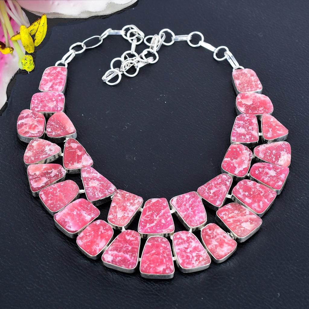 Pink Hememorphite Druzy Gemstone 925 Sterling Silver Jewelry Necklace 18" KG-1836