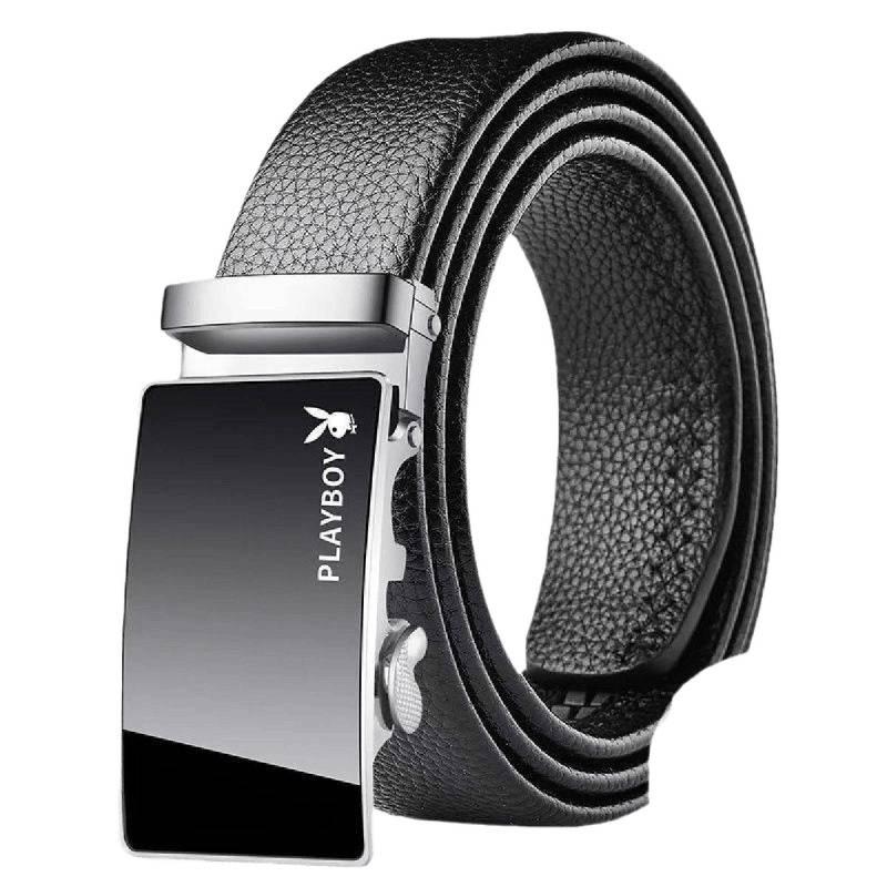 Playboy Men's Genuine Leather Automatic Buckle Belt - Business & Casual Fashion