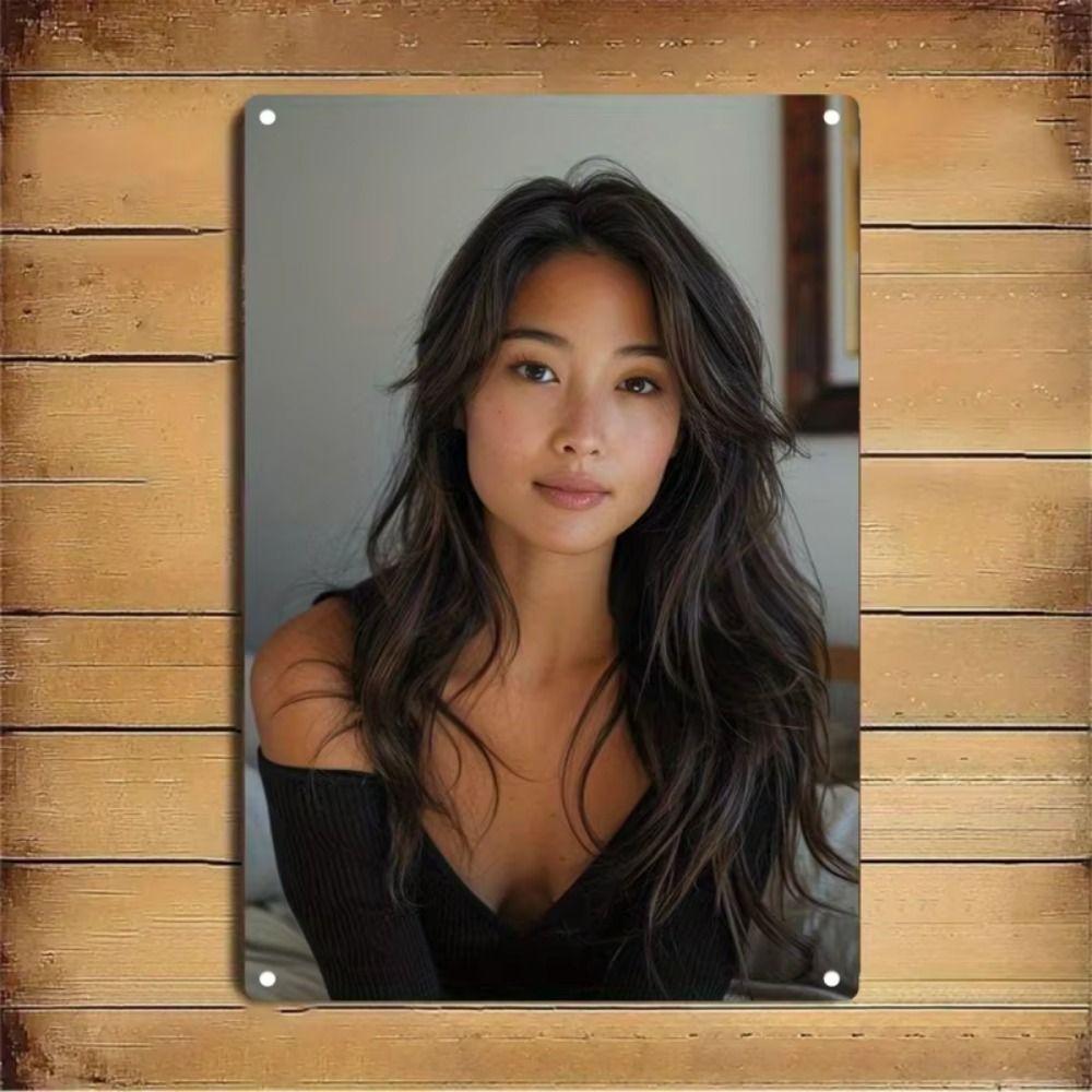 Metal Sign Vintage Girl Green Sweater Room Decor Wall Art 20x30 cm