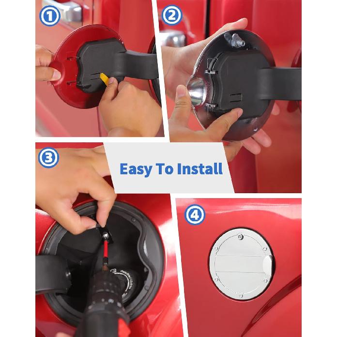 Fit for 2015-2020 Ford F-150 Locking Fuel Gas Filler Tank Door Cap Cover with Keys, Gas Tank Cap Fuel Filler Door Cover Trim Exterior Accessories,