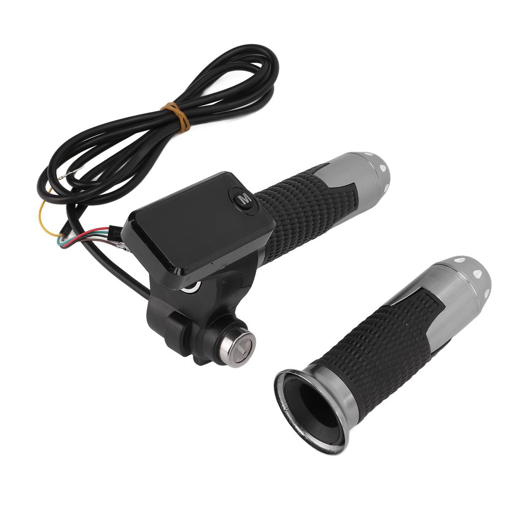 1 Pair Aluminum Throttle Grip LCD Screen Twist Throttle Accelerator Handle Grips with Cable and Key Knock for Electric