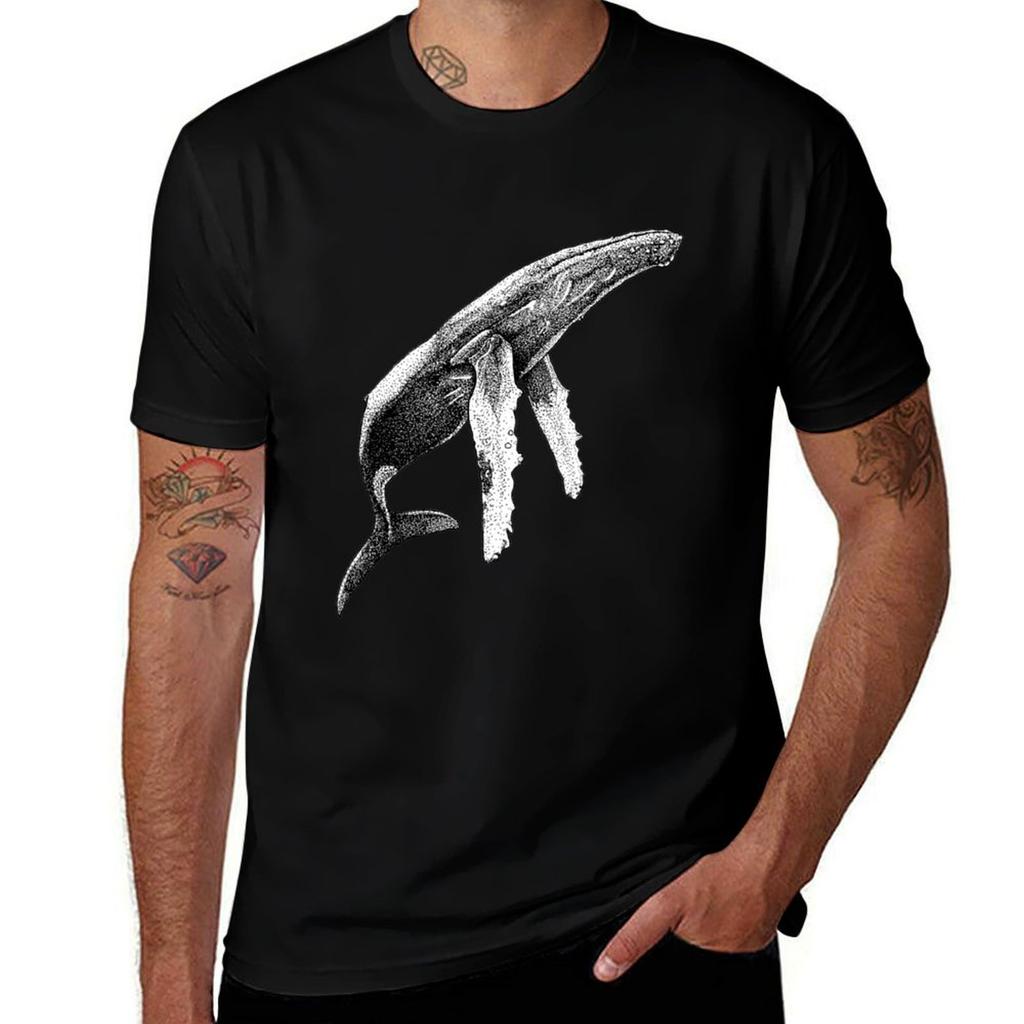 Humpback whale in dots TShirt Sporty Breathable Short Sleeve TShirt