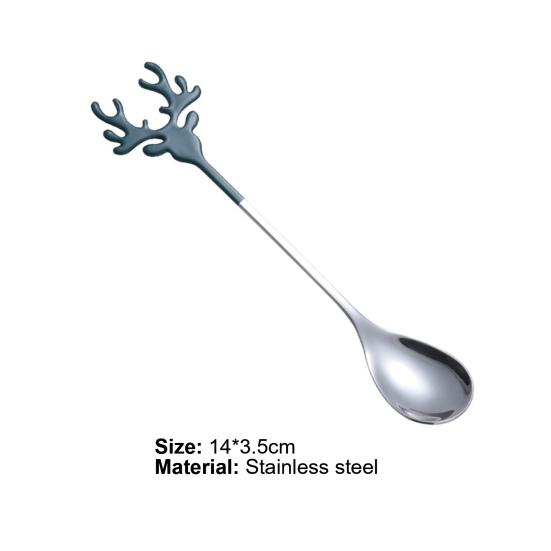 Yousheng Deer Head Shape Stirring Spoon Multifunction Safe 304 Stainless Steel Spoon for Home