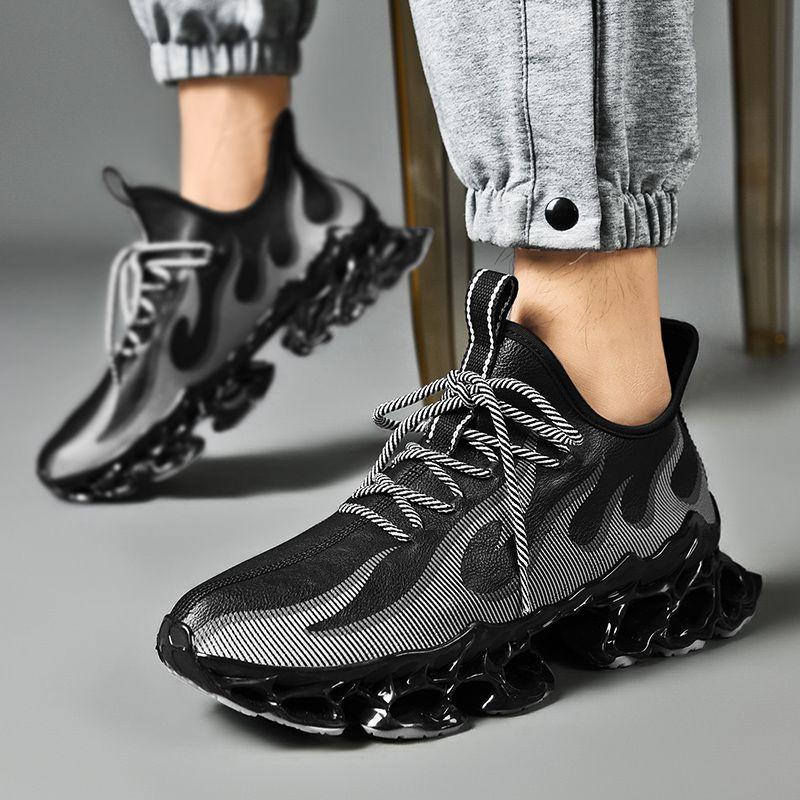 Men's Shoes Tide Men's Waterproof Leather Sneakers Shock Absorption Heightened Casual Shoes Men's Student Shoes