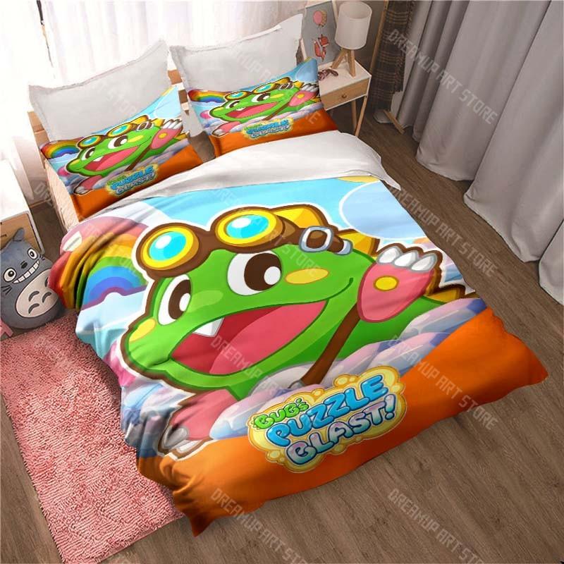 Cartoon Bubble Bobble Bedding Pillowcase Quilt Cover Bedroom Home Comfort Printing Large Bed Bedroom Decoration Children's Gift