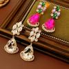 Inlaid Rhinestone Water Droplet Pendant Earring for Women Exaggerated Exquisite Retro Drop Earrings Fashion Versatile Zircon