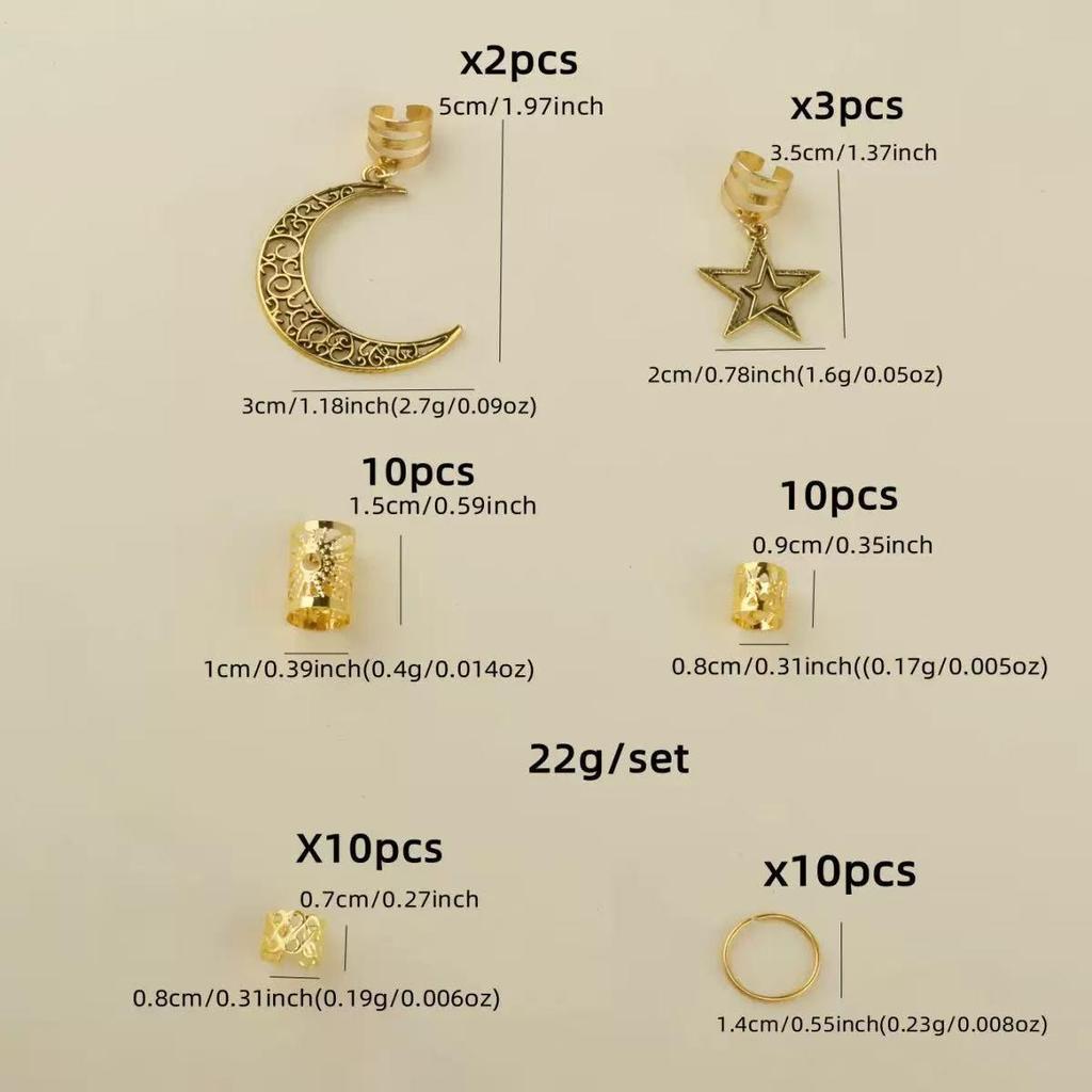 45pcs Star Braid Metal Pendant Hair Rings