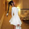 Women's Temperament Round Neck Small Dress Autumn Winter Slim Solid Color Dress Woman