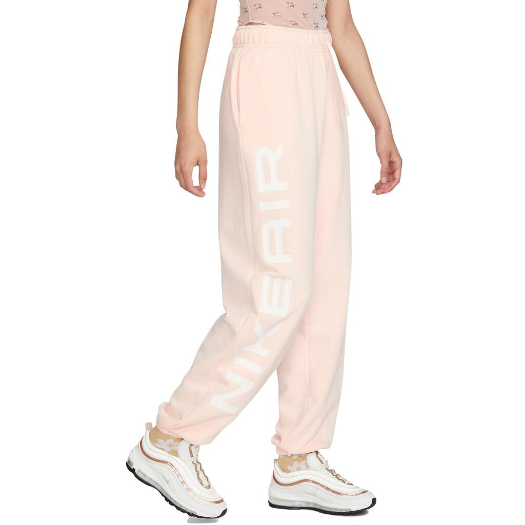 Nike Side Letter High Rise Lace Up Casual Fleece Lined Knitted Sweatpants Women's Ice Guava FB8052-838