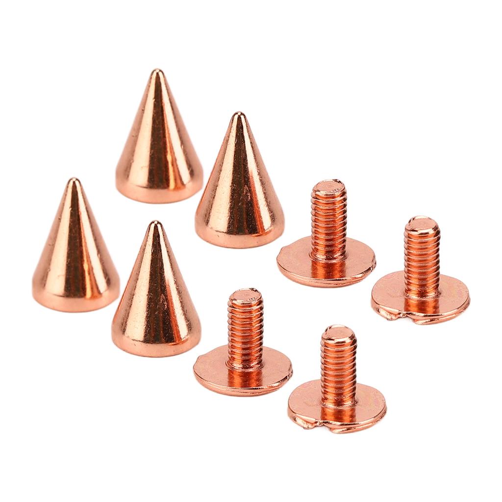100 Sets Spiked Cone Spike Stud High Hardness Metal Plating   Gold Screw Back Studs Spikes Kit for   Clothing Shoes