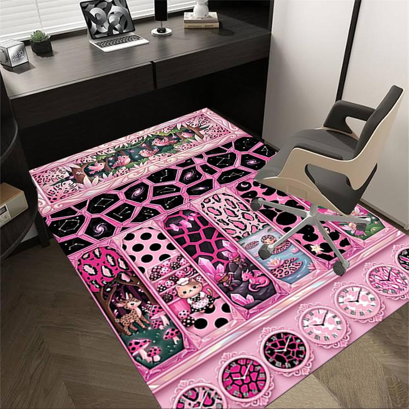 

1PC Pink Leopard Print Non-Slip Floor Carpet Compatible for Office&Living Room&Bedroom&Dining room - Soft & Pattern-G0330 60cm by 90cm