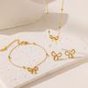 Bowknot Necklace Bracelets Sets For Women Gold Sliver Color Stainless Steel Cute  Sets
