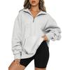 2025 Europe, America, Amazon cross-border autumn and winter new fashion thermal zipper stand-up collar solid color casual T women's sweater