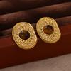 Vintage Gold Color Earrings For Women Geometric Tiger Eye Aretes Enamel Drop Big Stud Earring Stainless Steel Jewelry Party Gift