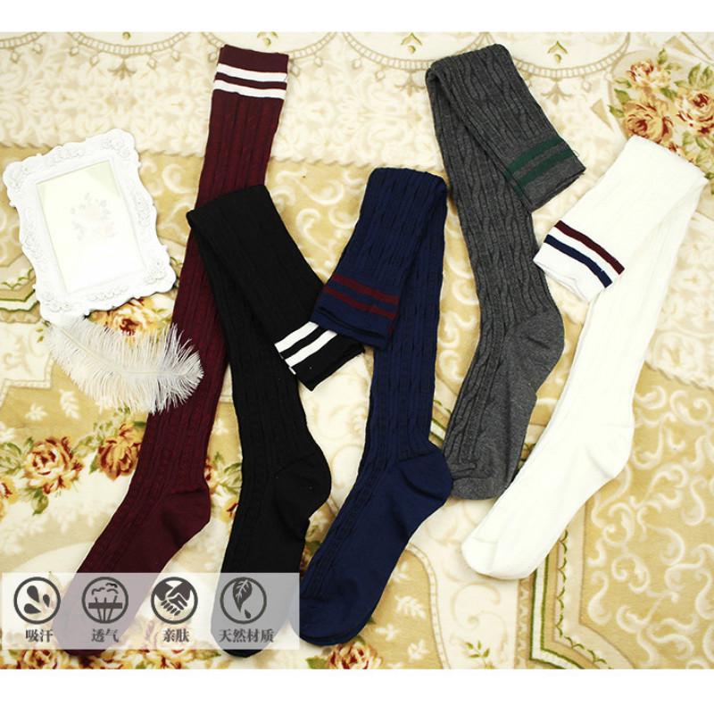 Sexy Warm Long Stocking Fashion Striped Knee Socks Women Cotton Thigh High Over The Knee Stockings for Ladies