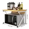 2 Tier Microwave Oven Stand Wood Storage Rack Shelf Z Shape Space Saving Kitchen Bracket Cabinet Organizer Metal + Wood 21.25x13.77x14.17in