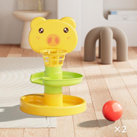 Kids Ball Drop Tower 2/3/5/7/9 Layers Cartoon Pig Marble Run Track Toy Toddlers Boys Girls Educational Rolling Ball Slide Toy