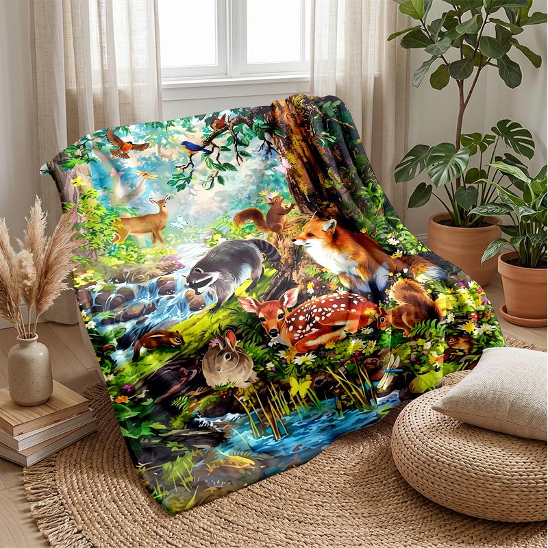 Flying Animal Adventure Theme blanket Lightweight Warm Flannel Blanket Decorative Throw Blanket for Home Decoration