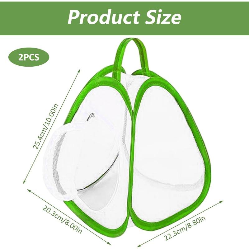 

Клетка-террариум для насекомых и бабочек, домик для гусениц, всплывающий с ручкой, застежка-молния для детей во время игры на улице зелёный