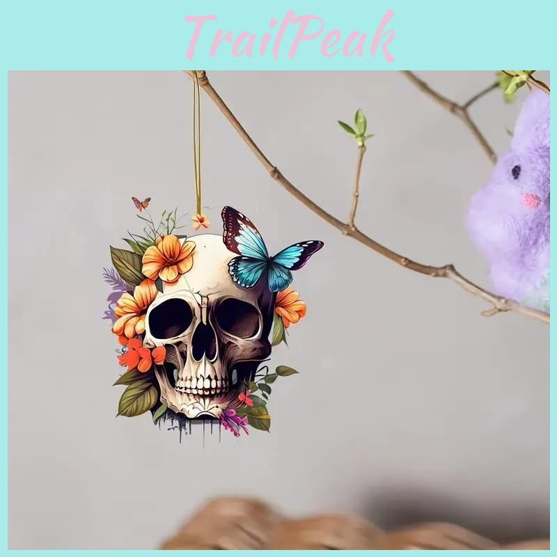 Flower Skeleton Halloween Butterfly Pattern Acrylic Pendant For Decoration Car