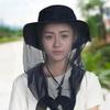 Mosquito Head Net Hat Sun Protection Bucket Hat with Hidden Net Mesh Foldable Fly Protection Netting Hat for Outdoor Fishing Hiking