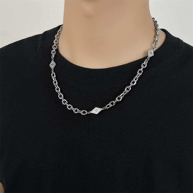 Титановая сталь Ожерелье Мужское и Женское Тренд Хип-хоп Нишевый Дизайн Высококачественное Титановая сталь Ожерелье Мода Универсальное Ключица Цепочка Ожерелье