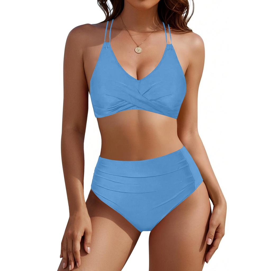 Women's Slimming Two-Piece Swimsuit Ruched Tummy  Bathing Suit  Swimwear