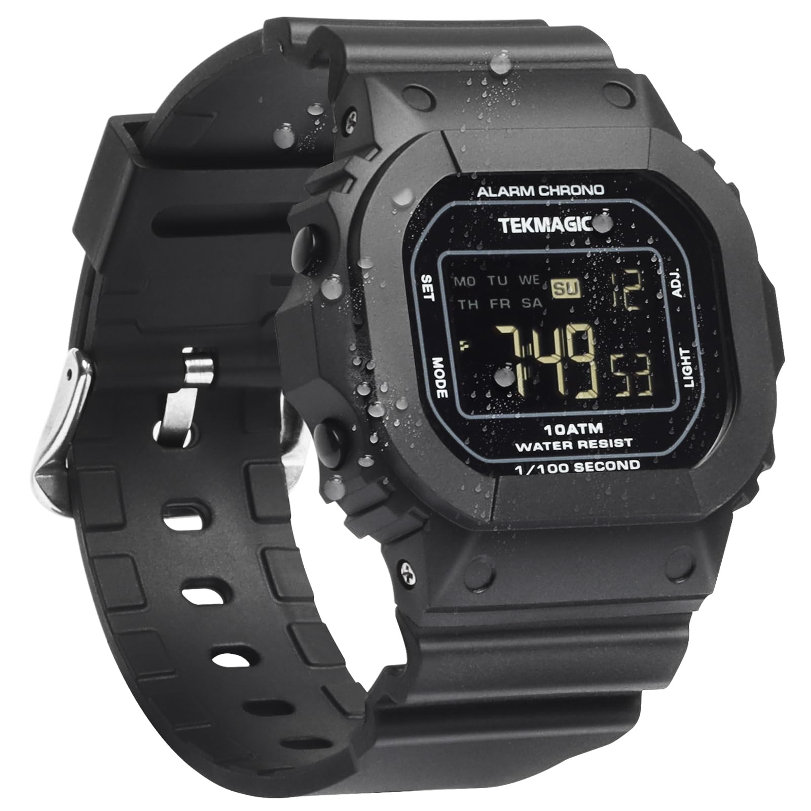 

часы с водонепроницаемостью 10 АТМ, идеально подходящие для и Особенности двойной или и красочный Многофункциональный мужской устойчивость, плавание, дайвинг, серфинг. будильник, календарь, чёрный