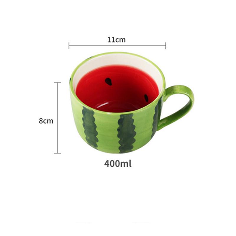 400ml Creative Fruit Coffee Mug Watermelon Orange Lemon Shaped Ceramic Breakfast Cup Cartoon Tea Milk Mug Large Capacity Gift