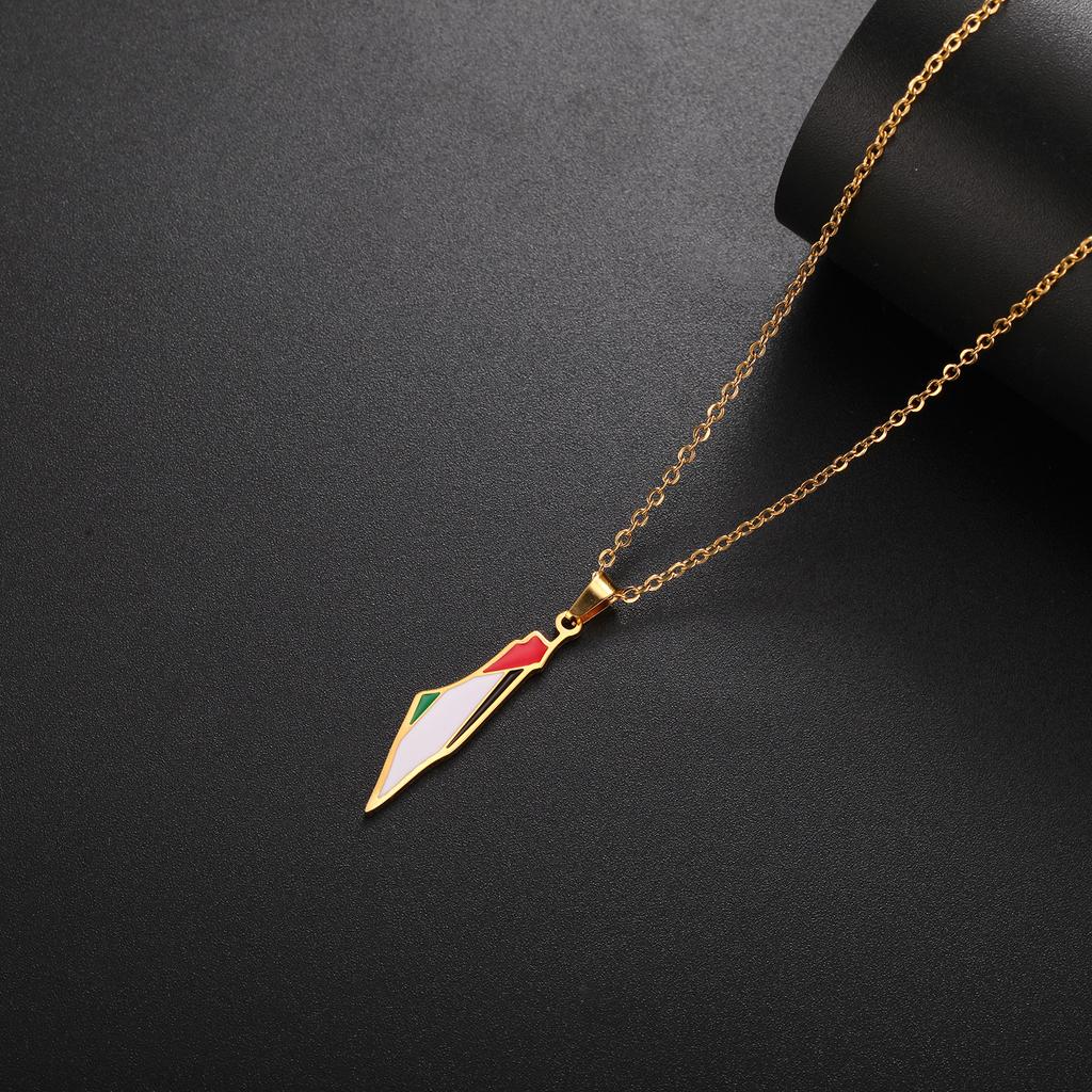 Drip Oil Palestina Kaart Hanger Ketting Roestvrij Staal Dames en Heren Plattelands Geografie Sieraden Cadeau