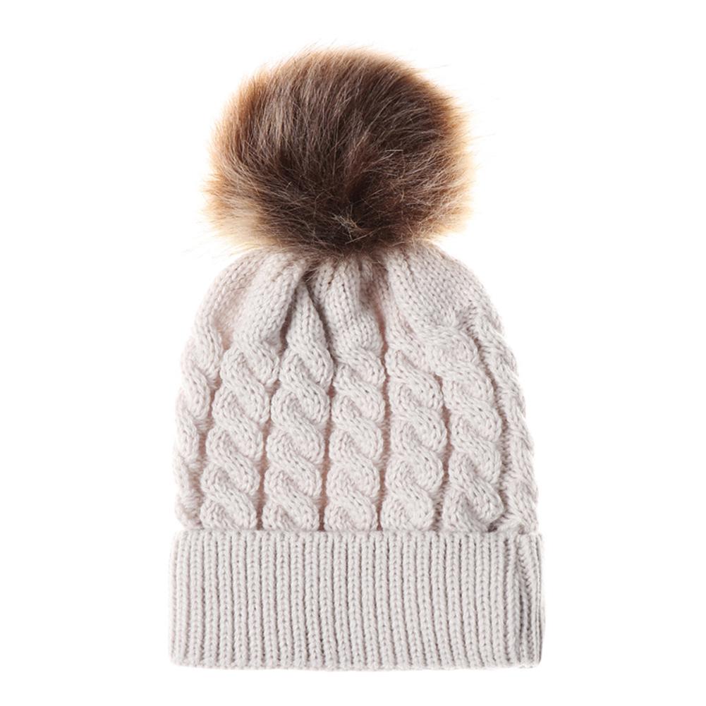 Infant  Winter Warm Knit Crochet Caps Hair Ball Beanie Hat for Winter Autumn