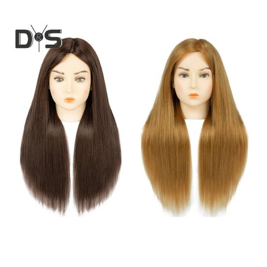 Mannequin Head with Real Hair Hairdresser Braiding Hair Styling Training Manikin Cosmetology Doll Head Brown Golden Long Hair Hairdressing Makeup