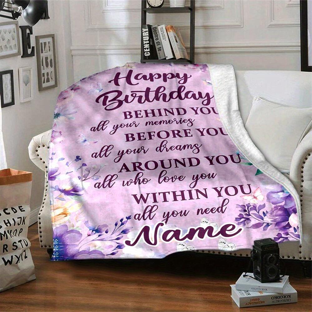 Happy Birthday Floral Butterfly Home Blanket Comfortable Soft Lightweight Multipurpose Blanket For Picnics Sofas Offices Beds Living Rooms Perfect