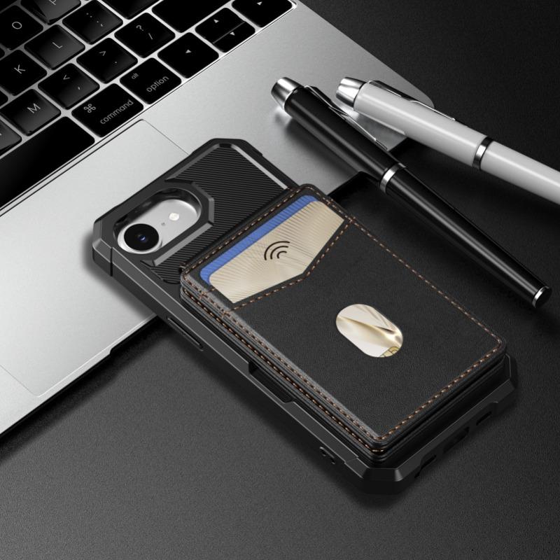 For Magsafe Wallet Card Holder Leather Case For iPhone 16E 16 Plus 15 14 13 12 11 Pro Max Magnetic Protection Stand Phone Cover