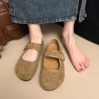 Mori Retro Gelb Boken Schuhe Damenschuhe 2025 Frühling Neu Flache Weichsohlige Oma Schuhe Doudou Flache Einzelne Schuhe