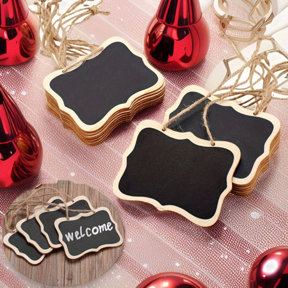 20Pcs Wooden Mini Double-Sided Blackboards Hanging Wedding Venue Card Chalkboard Memo Board  Home