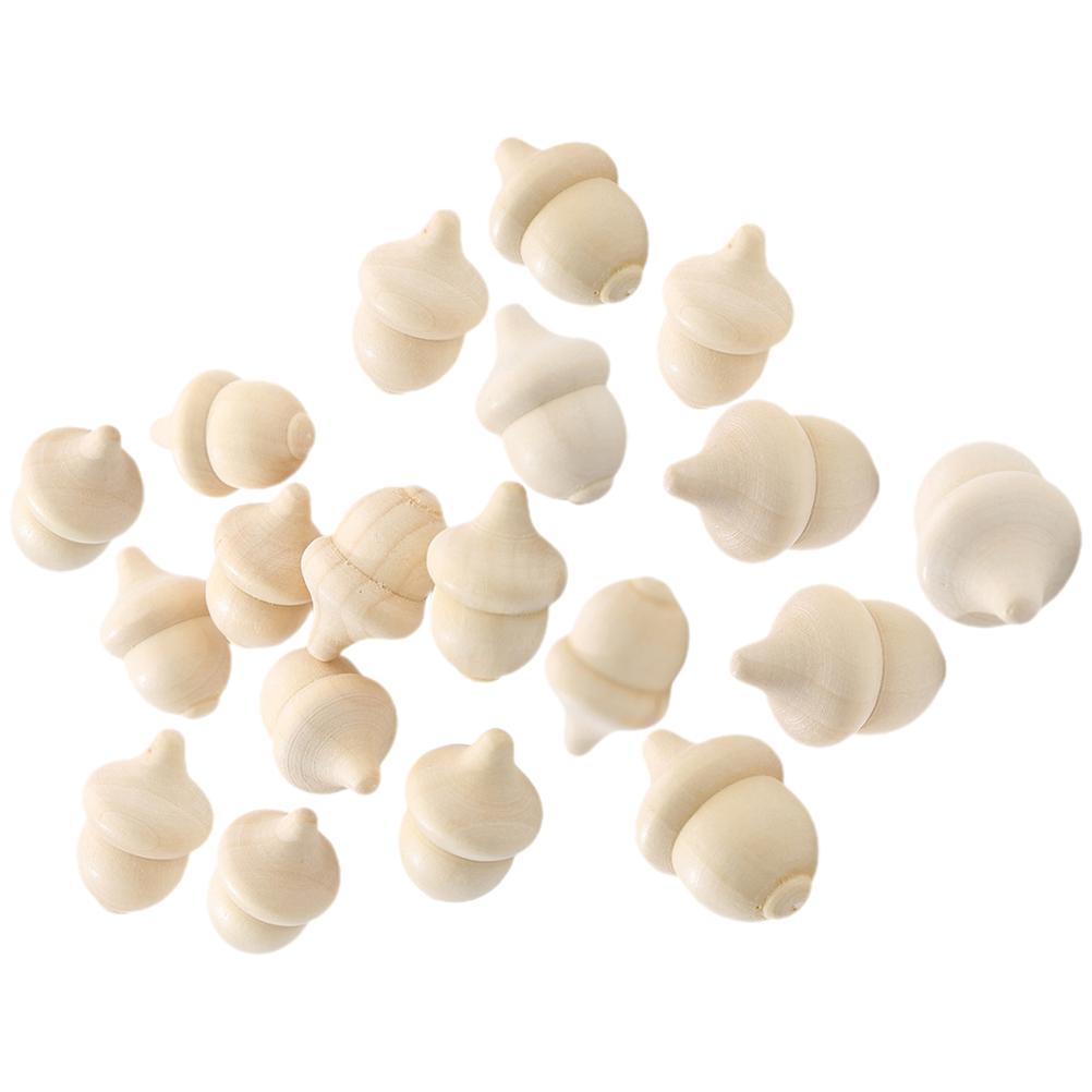 30 Pcs Woody Acorn DIY Accessories Unfinished Playthings Home Wooden Model Toy Toys Mini Baby for Acorns