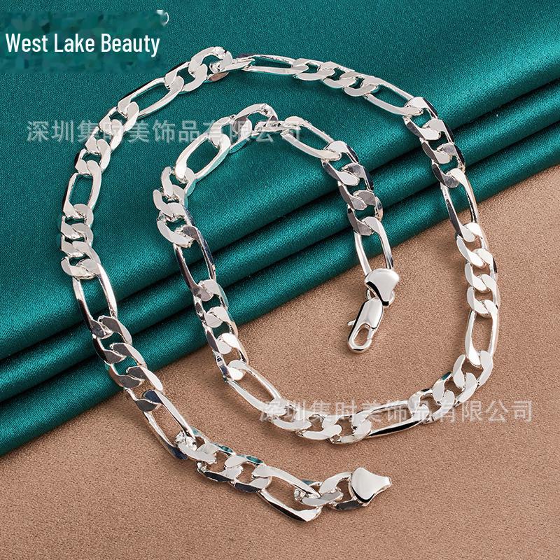 Collier chaîne exquis 8 mm trois-en-un pour femmes - Bijoux en argent du Lac de l'Ouest