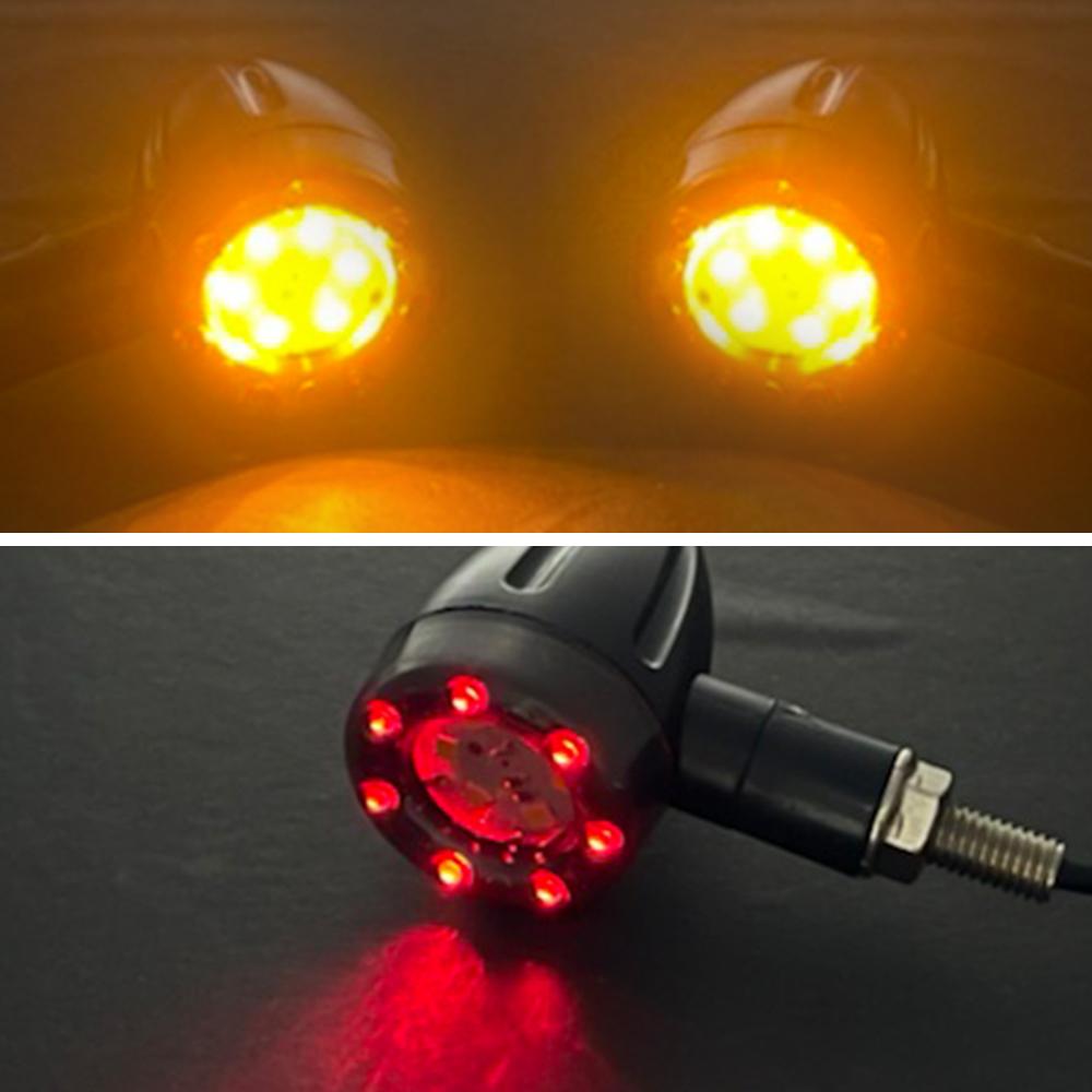4/2Pcs Motorcycle LED Brake Light Amber and Red Turn Signal Tail Light Indicator Warning Signal Bulbs Lamps Motor Accessories
