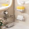 1pc Toilet Suction Cup Soap Box Wall-mounted Double-layer Drainage Without Punching Soap Box Storage Rack Bathroom Soap Shelf